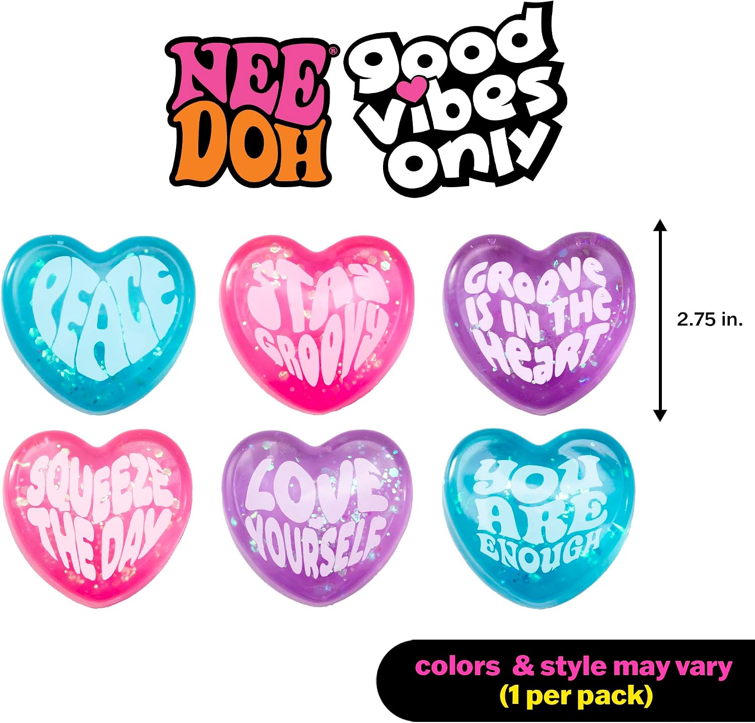 Schylling Needoh Good Vibes Only - Sensory Squeeze Toy - Colors May Vary (1 Per Pack) : Toys & Games - Image 6